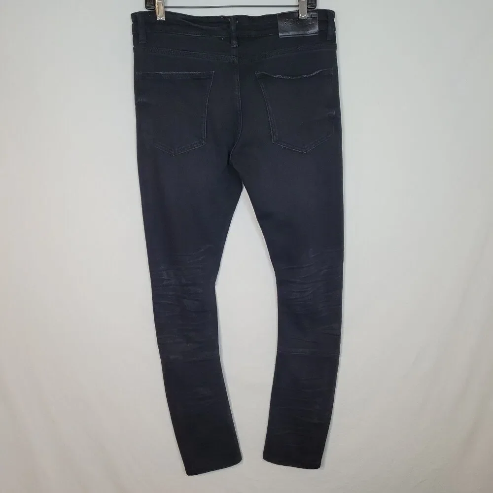 KORUPT Black Distressed Skinny Jeans Mens Tag 32 Button Fly Grunge Punk 33x31